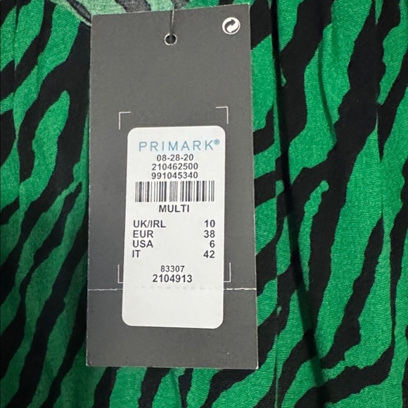 Primark Green and Black Zebra Print Top nwt size 6 - Picture 2 of 6